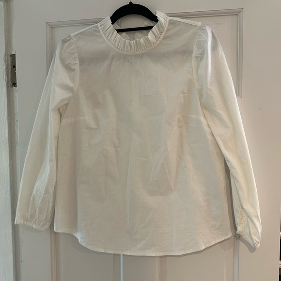 J. Crew Long Sleeve Ruffle Neck Top  - Size Small - Picture 1 of 3